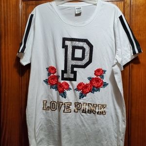 PINK white shirt, size L